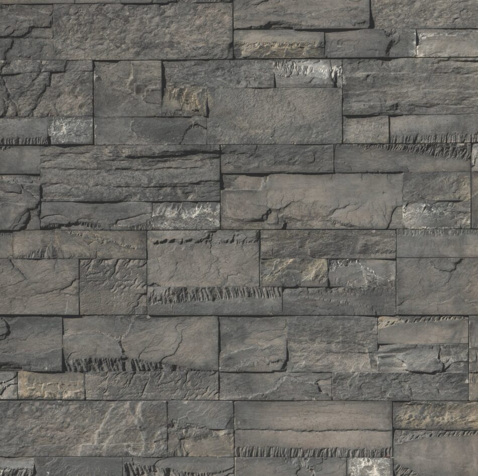 Wall made of stone veneer panels.