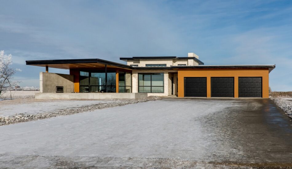 Modern Home with Stone and Glass